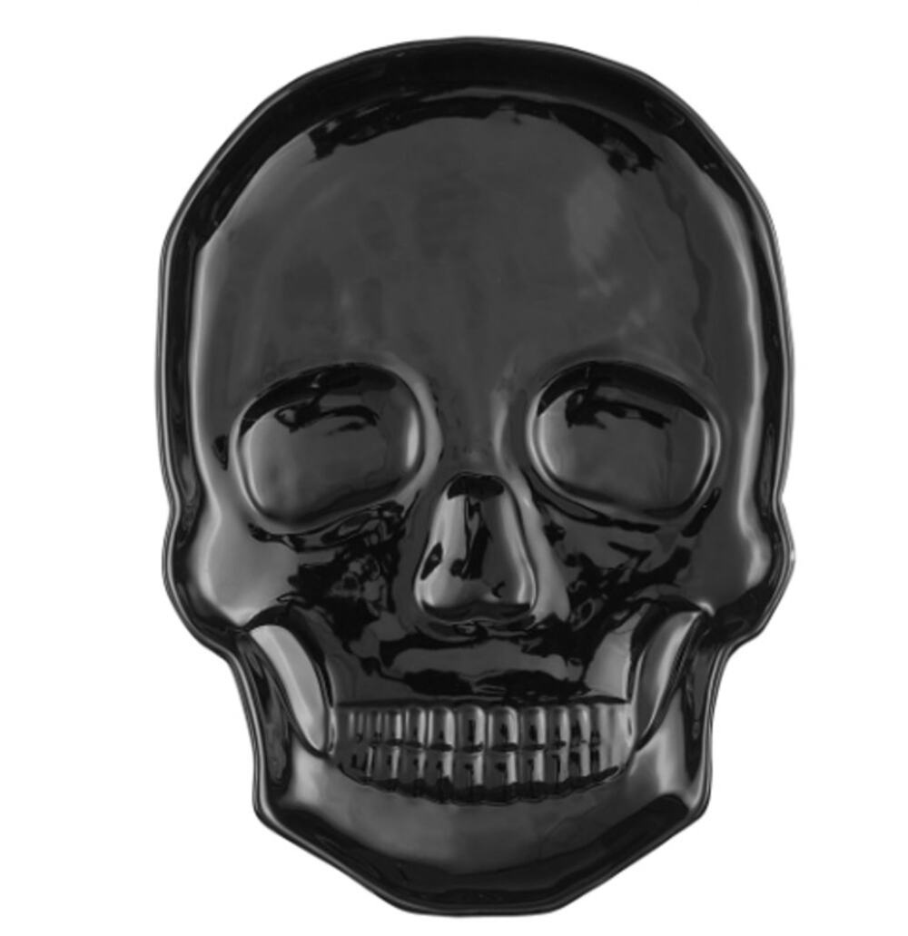 NEW R Squared 11" Black Figural Halloween Ceramic Skull Baker Baking Dish Decor